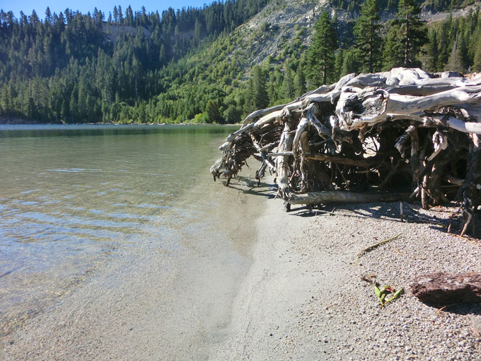 Glimtende sandbund ved Emerald Bay