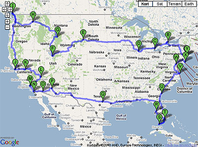 Hvor langt skal man køre om dagen på roadtrip i USA?